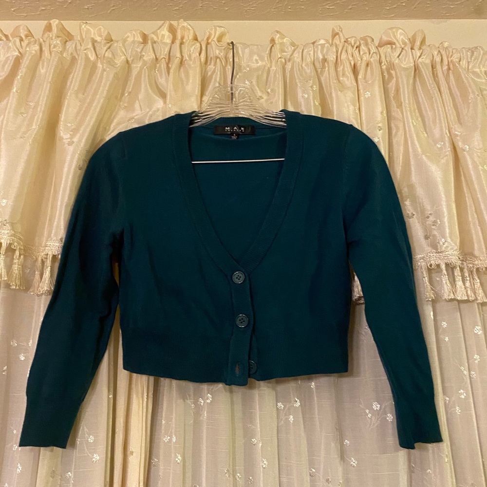 MAK cropped cardigan, forest green,